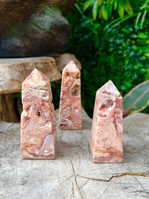 Crazy Lace Agate Tower - Pink