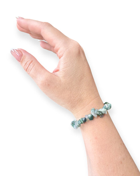 Moss agate chip bracelet