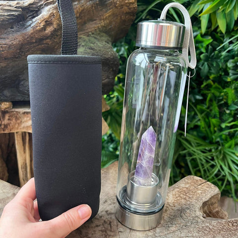 Crystal Infused Glass Water Bottles