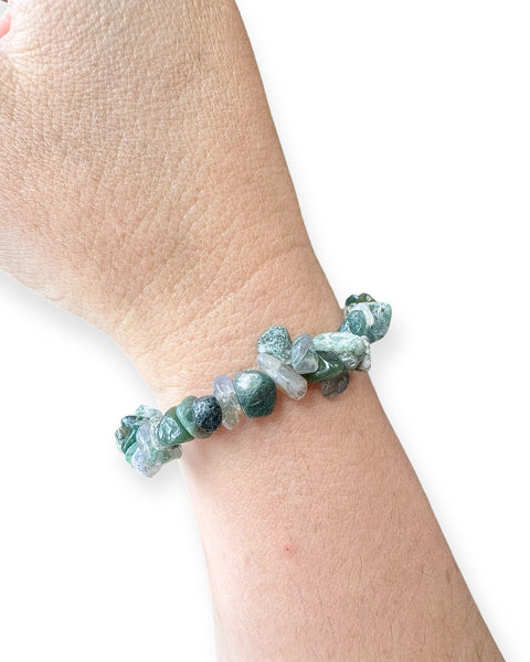 Moss agate chip bracelet