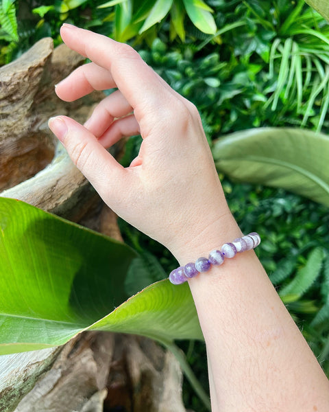 Chevron Amethyst Beaded Bracelet