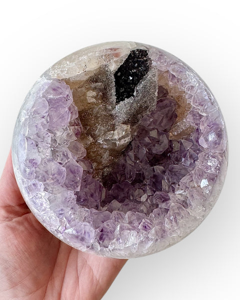 Amethyst, agate & calcite sphere (S5)