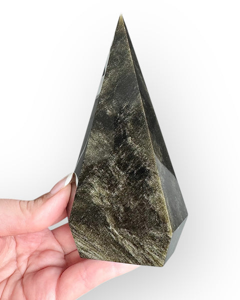 Golden sheen obsidian point