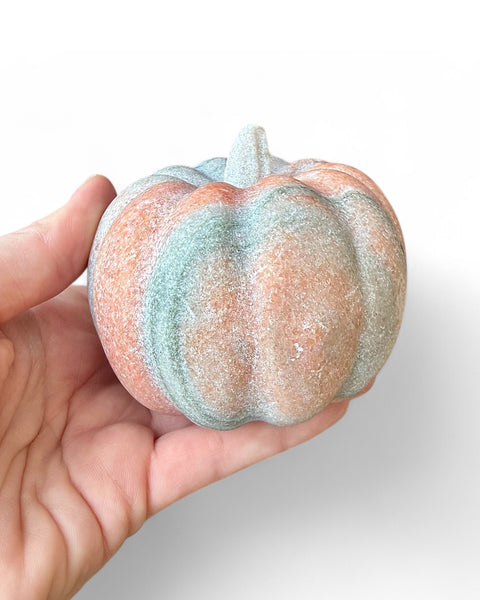 Orange calcite crystal pumpkin - grey marbling