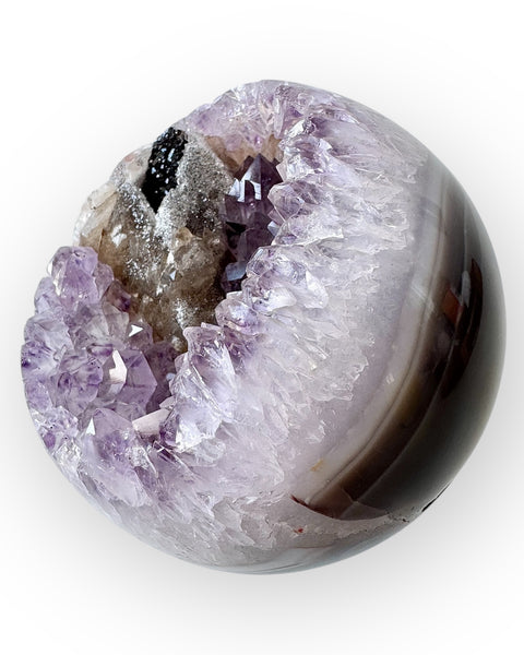 Amethyst, agate & calcite sphere (S5)