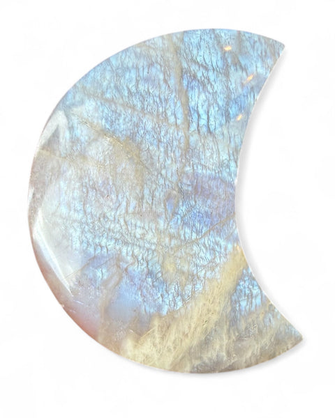 Moonstone crystal moon carving