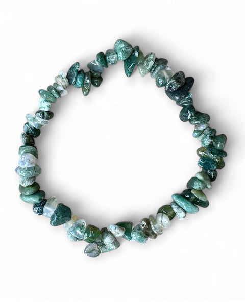 Moss agate chip bracelet