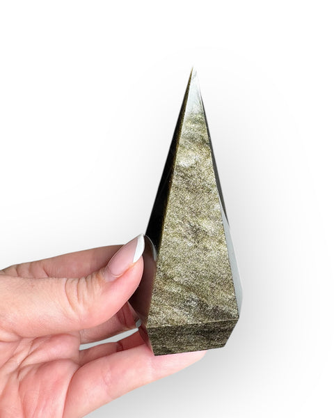 Golden sheen obsidian point