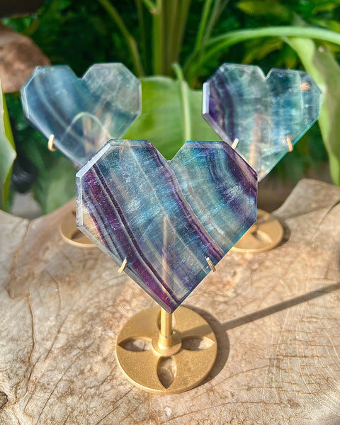 Fluorite Heart - on stand