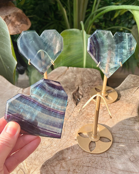 Fluorite Heart - on stand
