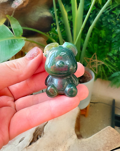 Moss Agate Teddy Bear