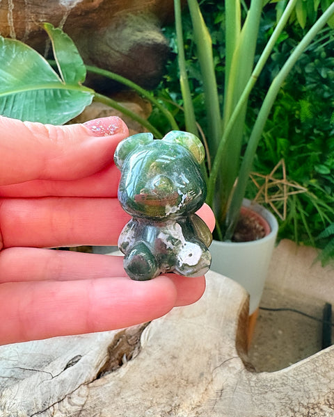 Moss Agate Teddy Bear