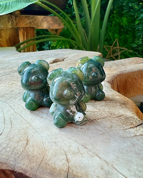 Moss Agate Teddy Bear