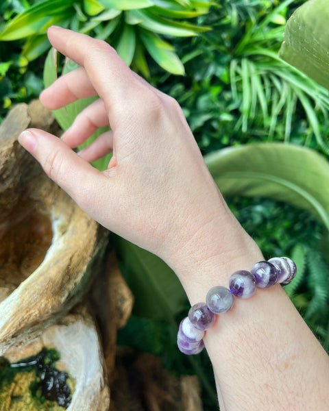 Chevron Amethyst Beaded Bracelet