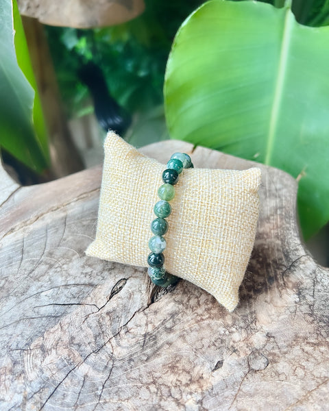 Moss Agate Beaded Bracelet