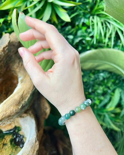 Moss Agate Beaded Bracelet