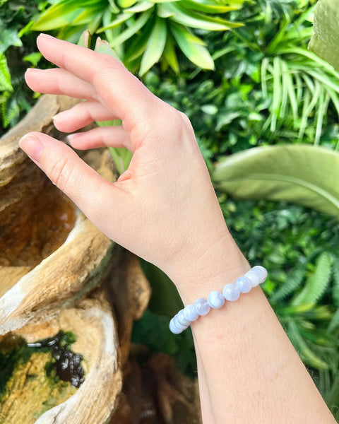 Blue Lace Agate Beaded Bracelet