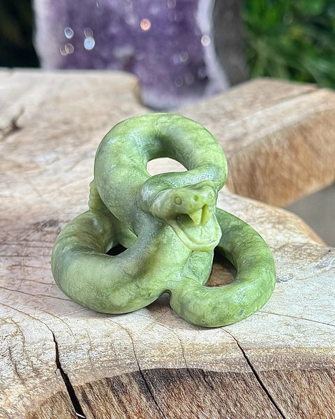 Jade coiled snake carving