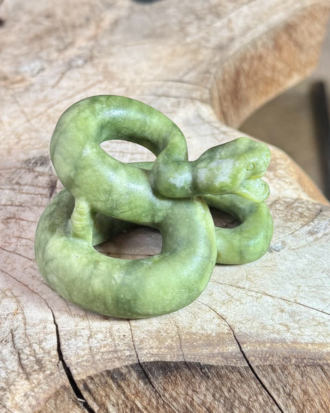 Jade coiled snake carving