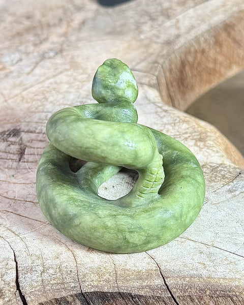 Jade coiled snake carving