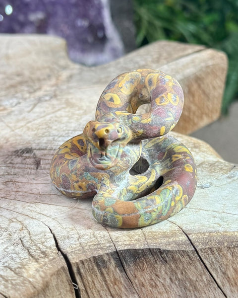 Ajooba jasper coiled snake carving