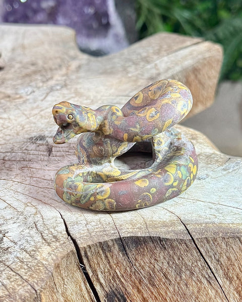 Ajooba jasper coiled snake carving