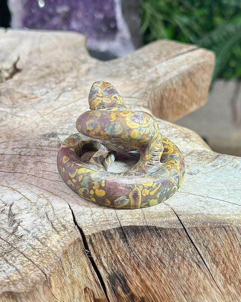 Ajooba jasper coiled snake carving