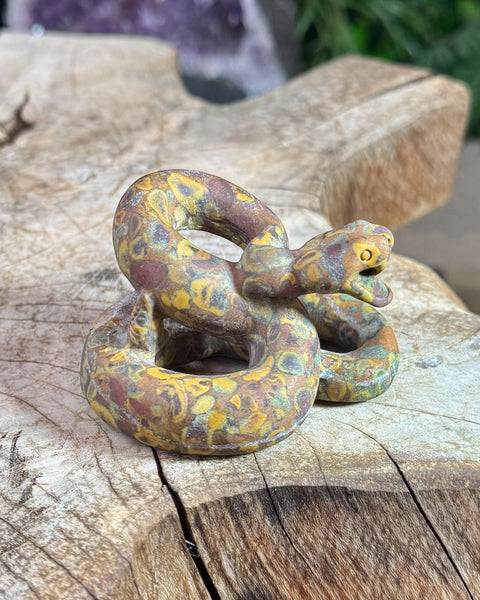 Ajooba jasper coiled snake carving