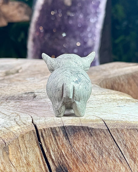 Pyrite highland cow carving