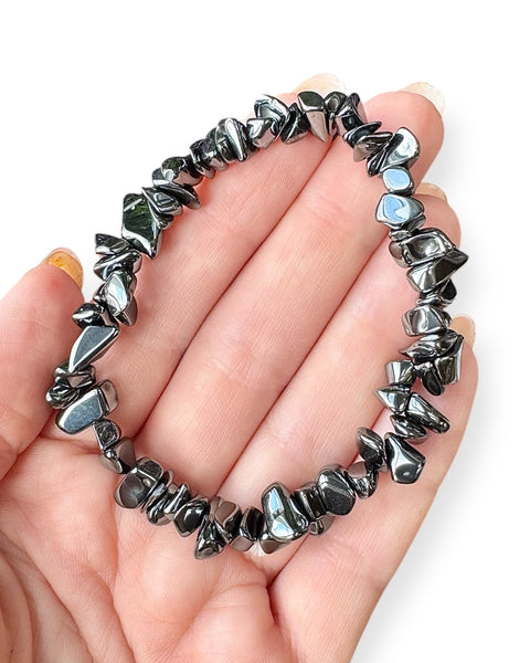 Hematite chip bracelet