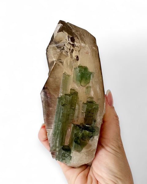 Elestial citrine & watermelon tourmaline