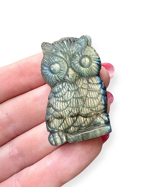 Labradorite owl carving