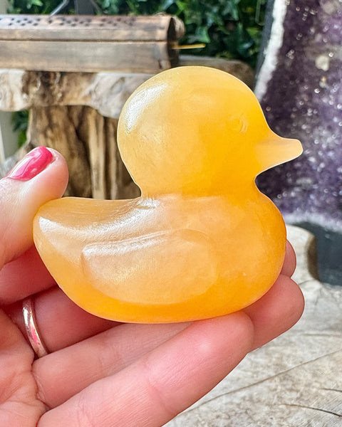 Orange calcite duck - large