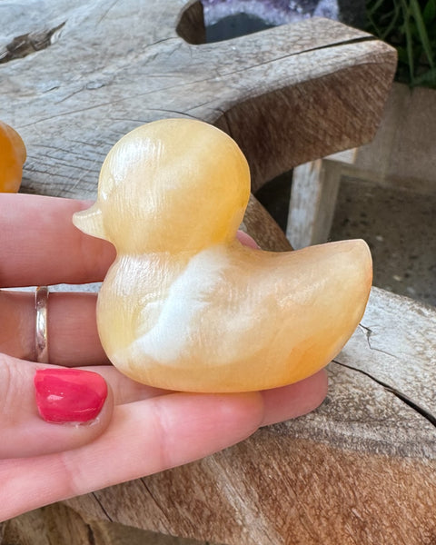 Orange calcite duck - large