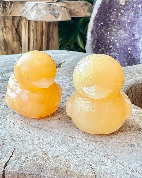 Orange calcite duck - large