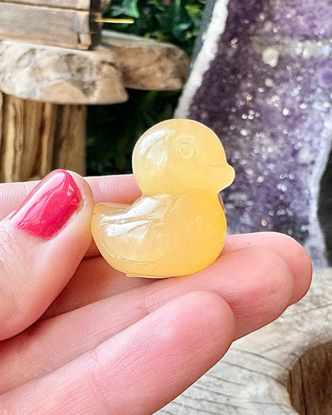 Orange calcite duck - small