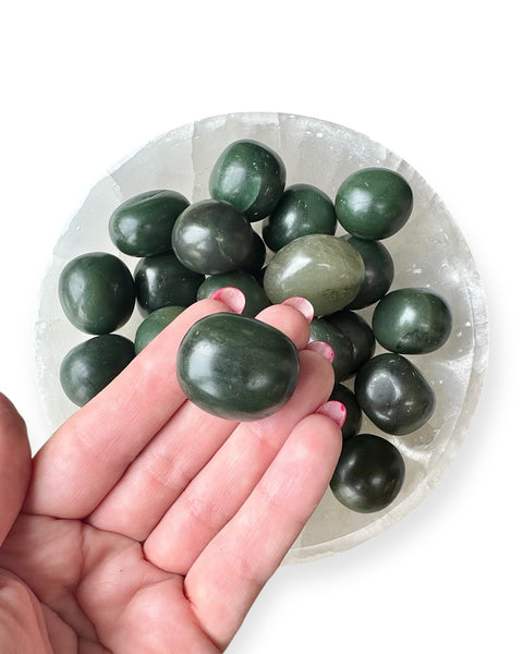 Green jade tumble stone