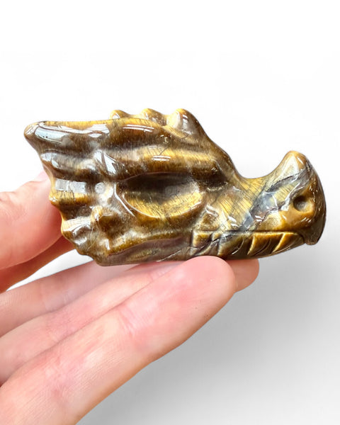 Tigers eye crystal dragon head carving