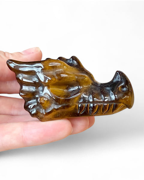 Tigers eye crystal dragon head carving