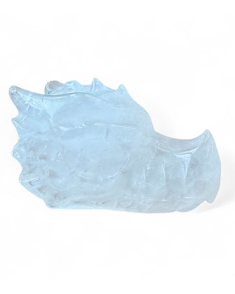 Clear quartz crystal dragon head carving