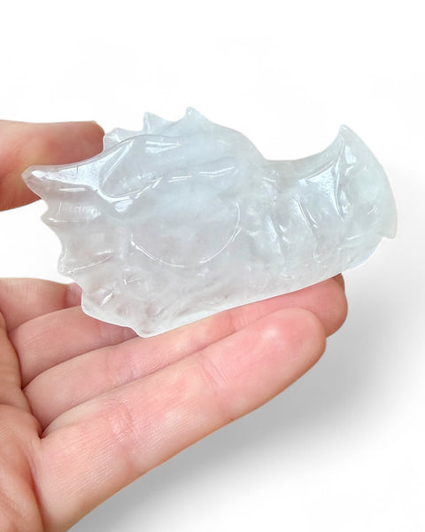 Clear quartz crystal dragon head carving