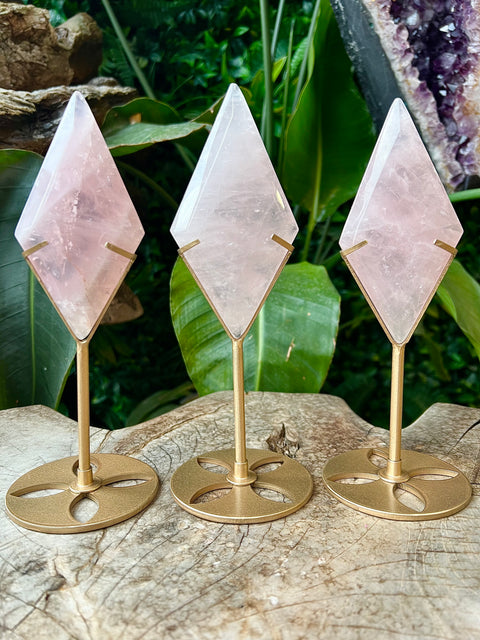 Rose Quartz Diamond - on stand