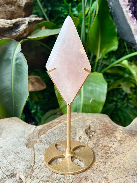 Rose Quartz Diamond - on stand