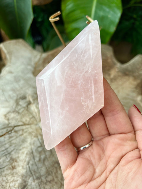 Rose Quartz Diamond - on stand
