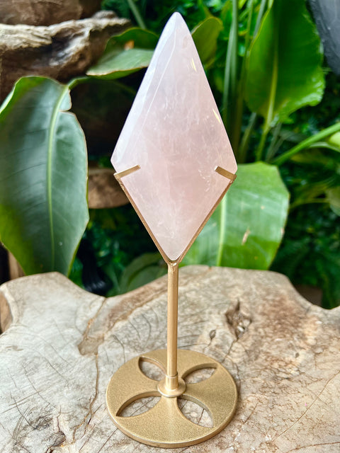 Rose Quartz Diamond - on stand