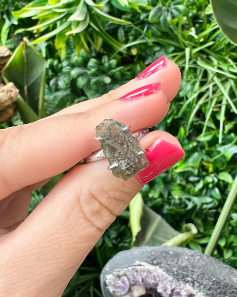 Moldavite Ring - Size L (B)