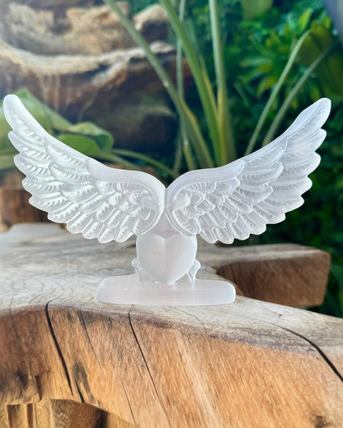 Selenite Angel Wings & Heart