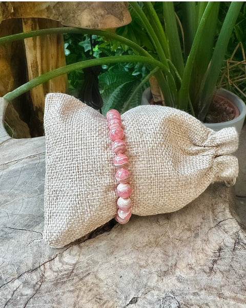 Rhodochrosite Beaded Bracelet