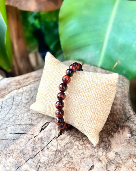 Red Tigers Eye Beaded Bracelet