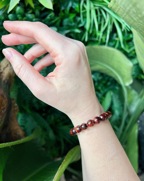 Red Tigers Eye Beaded Bracelet